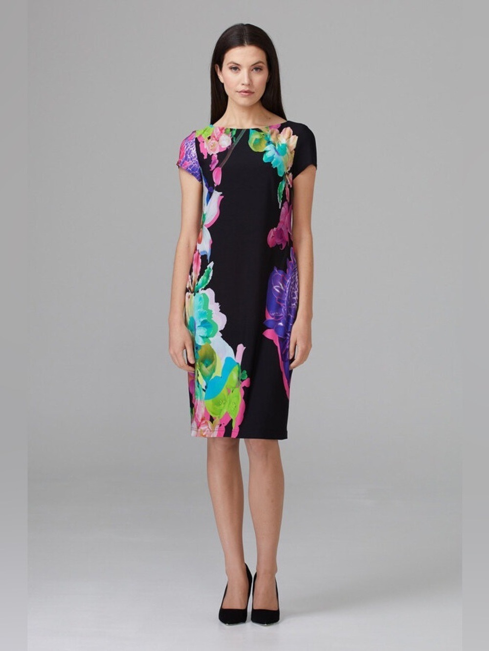 Joseph Ribkoff Dress Style 201635 Size 12 Black Multicoloured